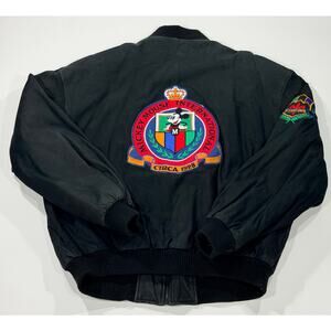 Vintage 90s Disney Mickey Mouse International Leather Bomber Jacket Size M